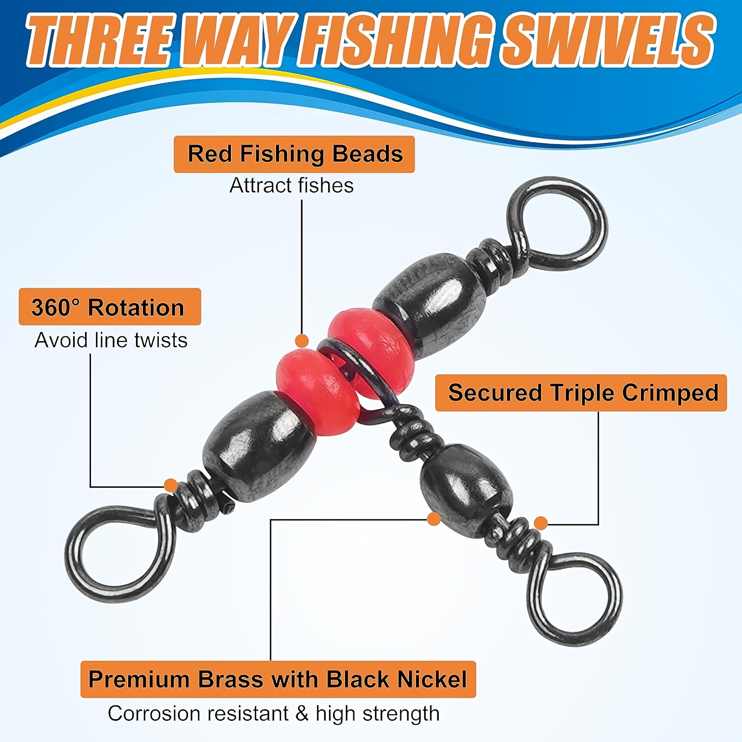 3 Three Way Swivels,Triple Swi - огляд і ціна Fishing Rod Building Kit